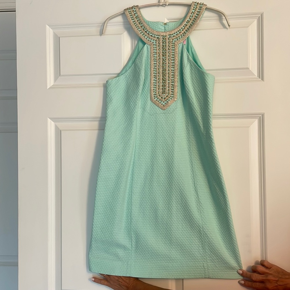Lily Pulitzer like new Aqua textured halter dress - size 0